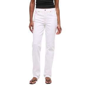 NWT Abercrombie The 90's Straight Mid Rise Jeans Womens 25 Short White Denim